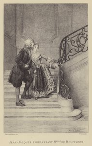 Jean-Jacques Rousseau beijando a Madame de Boufflers (gravura) de Maurice Leloir