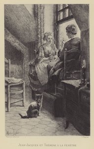 Jean-Jacques e Therese à janela (gravura) de Maurice Leloir