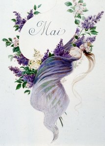 Maio "La Chanson du mois" de Jérôme Doucet, ilustração - Maurice Leloir, ed. Reims 1904. L. Michaud de Maurice Leloir