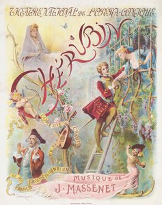 Pôster de estreia da ópera Chérubin de Jules Massenet, 1905. de Maurice Leloir