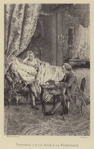 Rousseau lendo seu romance Julie to la Marechale (gravura) de Maurice Leloir