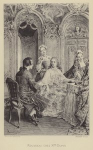 Rousseau visitando Madame Dupin (gravura) de Maurice Leloir