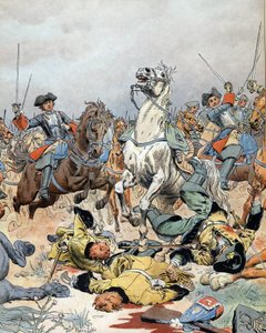 Guerra da Sucessão Espanhola: a última carga da cavalaria francesa na Batalha de Malplaquet (Bélgica) em 11 de Setembro de Maurice Leloir