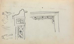Caderno de esboços italiano: Detalhes e figuras arquitectónicas (página 199) de Maurice Prendergast