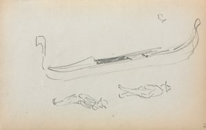 Sketchbook italiano: Gôndola e dois gondoleiros (página 14) de Maurice Prendergast