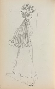 Caderno de esboços italiano: Mulher de pé, de perfil (página 130)