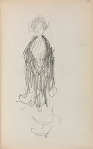 Caderno de esboços italiano: Mulher de pé com xaile (página 54) de Maurice Prendergast