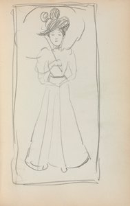 Caderno de esboços italiano: Mulher de pé com guarda-sol (página 233) de Maurice Prendergast