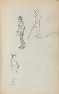 Caderno de esboços italiano: Três homens de pé (página 44) de Maurice Prendergast