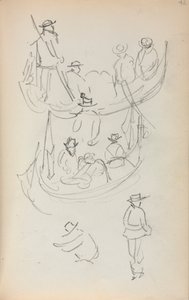 Caderno de desenho italiano: Duas gôndolas com figuras de Maurice Prendergast
