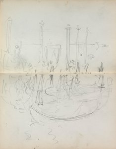 Sketchbook italiano: Vista do porto de Veneza (páginas 37 e 38) de Maurice Prendergast