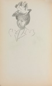Caderno de esboços italiano: Mulher, comprimento do busto (página 142) de Maurice Prendergast