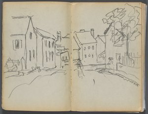 Sketchbook- The Granite Shore Hotel, Rockport, página 004  5: Cena de rua de Maurice Prendergast