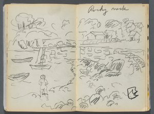 Sketchbook- The Granite Shore Hotel, Rockport, páginas 088 e 89: "Rocky Neck" de Maurice Prendergast
