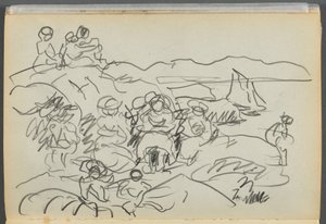 Livro de esboços - The Granite Shore Hotel, Rockport, página 096: Piqueniqueiros de Maurice Prendergast