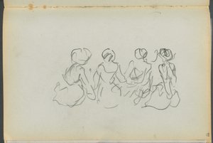 Sketchbook- The Granite Shore Hotel, Rockport, página 099: Figuras femininas sentadas de Maurice Prendergast
