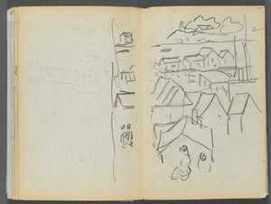 Livro de esboços - The Granite Shore Hotel, Rockport, páginas 174 e 175: Casas de Maurice Prendergast