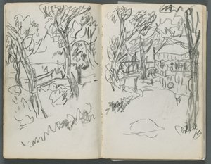 Sketchbook, The Dells, N° 127, página 004 e 5: Paisagem de Maurice Prendergast