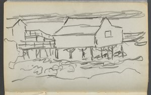 Sketchbook, The Dells, N° 127, página 014: Casa numa doca de Maurice Prendergast