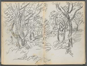 Sketchbook, The Dells, N° 127, página 064  65: Paisagem de Maurice Prendergast