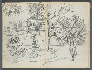 Sketchbook, The Dells, N° 127, páginas 066 e 67: Paisagem de Maurice Prendergast