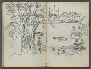Sketchbook, The Dells, N° 127, página 162  163: Vista do porto de Maurice Prendergast