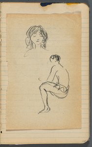 Caderno de esboços, folha solta entre as pgs. 144  145 de Maurice Prendergast