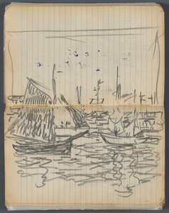 Sketchbook, página 056 57: Vista de barcos à vela de Maurice Prendergast