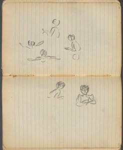 Sketchbook, página 094  95: Figuras de natação de Maurice Prendergast