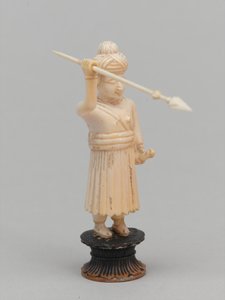 Peão preto, peça de xadrez, Índia, 1820 por volta de de Maurice Quentin de La Tour