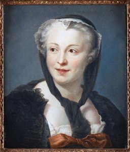 Retrato da romancista Françoise de Graffigny (1695-1758) por La Tour, Maurice Quentin de (1704-1788). Pastel sobre tela, tamanho : 46,5x38, , Coleção Particular de Maurice Quentin de La Tour