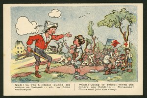 Cartão Postal, Satirical em Cores de Maurice Radiguet
