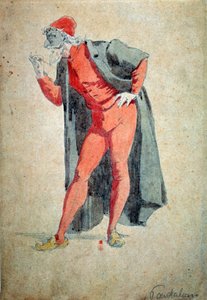 Figurino e personagem de teatro: Pantalone (Calças, médico) de "Máscaras e jesters" (comédia italiana ou Commedia dell