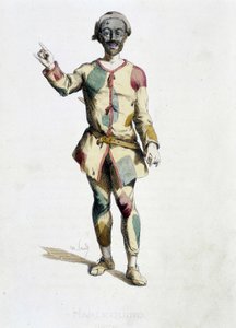 Arlequim (Arlechino) desenhos de "Masques et bouffons" (comédia italiana), textos e desenhos de Maurice Sand, gravuras de A. Manceau, prefácio de Georges Sand