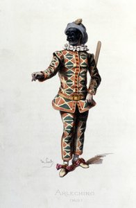 Arlequim em 1671. Maurice Sand "Máscaras e Jesters" Paris século 19. (Maurice Sand era o filho de George Sand). de Maurice Sand