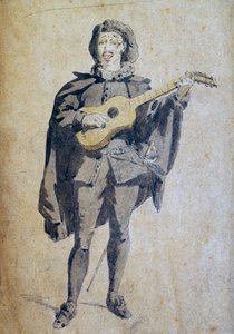 Scaramouche, ilustração de Maurice Sand (1823-1889), gravura do estudo da Commedia dell