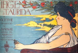 Cartaz modernista da peça teatral de Goethe, Figenia a Taurida