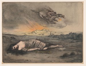 Mulher reclinada e cavaleiro voador com tocha de Max Alexander Alandt (signed by artist)
