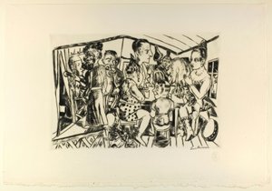 Nos Bastidores, placa três de Jahrmarkt de Max Beckmann