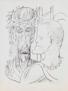 Cristo e Pilatos, prato 15 do portfólio "Dia e Sonho". de Max Beckmann
