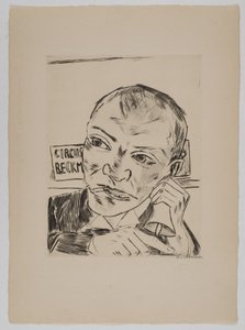 O pregoeiro (Autorretrato) de Max Beckmann