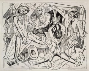 A noite (prancha 7 de: «O Inferno») de Max Beckmann
