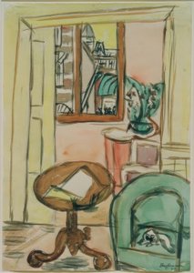 Interior com mesa redonda de Max Beckmann