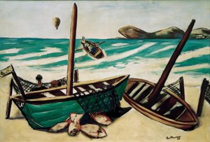 Paisagem costeira com balão de Max Beckmann