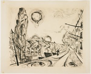 Paisagem com Balão (Paisagem com Balão) de Max Beckmann