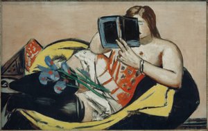 Mulher Reclinada com Livro e Íris de Max Beckmann