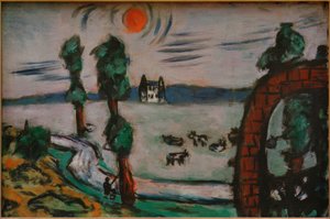 Paisagem de nevoeiro com vacas de Max Beckmann