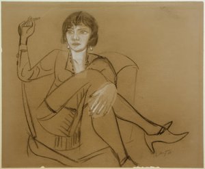 Quappi, fumar na cadeira do clube de Max Beckmann