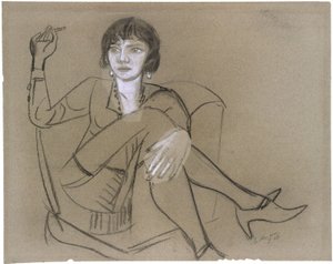 Quappi num cadeirão, a fumar de Max Beckmann