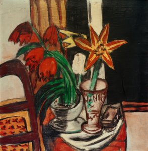 Tulipas vermelhas e lírios de fogo de Max Beckmann